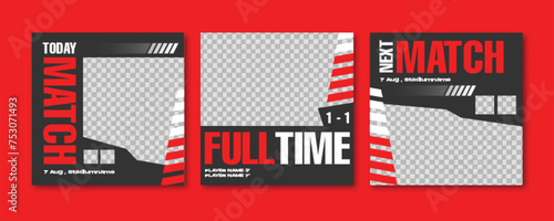 Sport social media post template , Football Match day , Full time , Next match Best player	