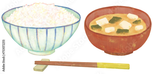 ご飯と味噌汁のイラスト