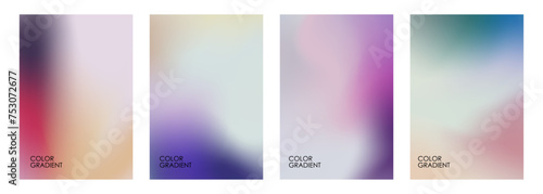 Set of blurred backgrounds. Color gradients. Defocused color templates for creative graphic design. Vector illustration.