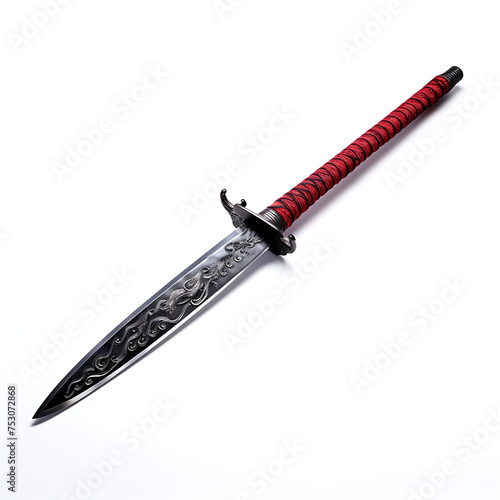 Realistic 3D-rendered dagger knife of shinobi isolated on white background. 