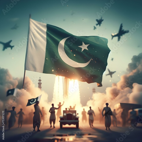 Pakistan Day, celebrate crowd of people dancing
