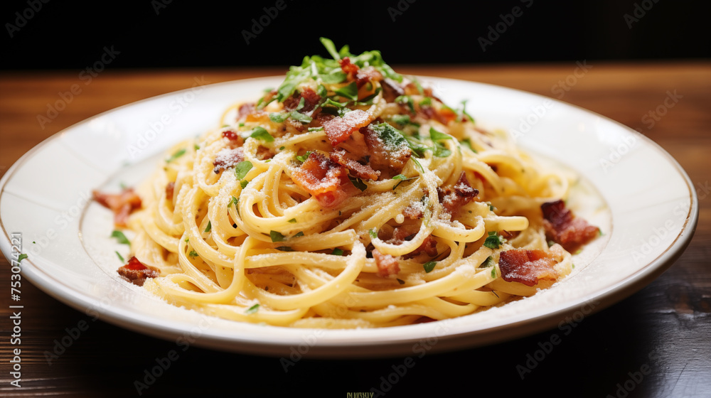 Spaghetti Alla Carbonara Traditional Italian Dish