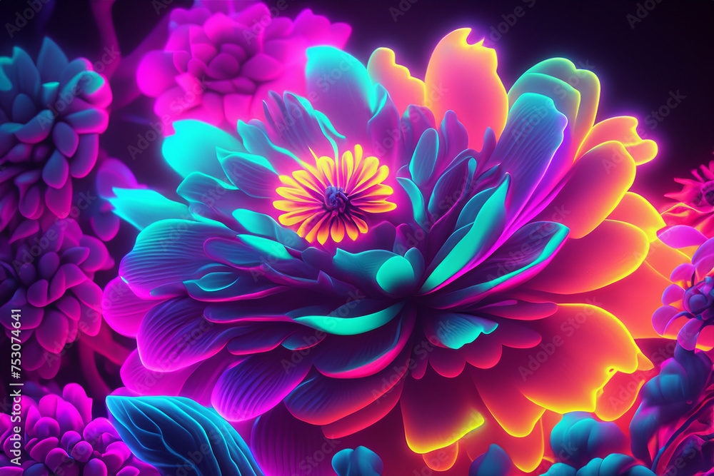 background with neon flowers background with neon flowers