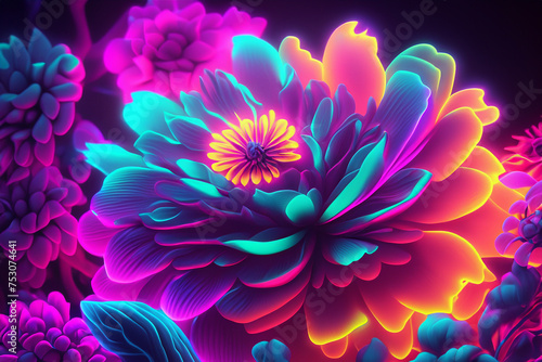background with neon flowers