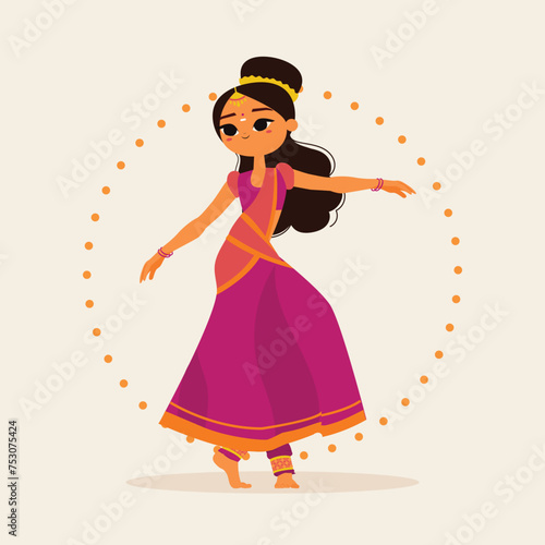 Indian Kathak dance tradition woman, Onam celebration