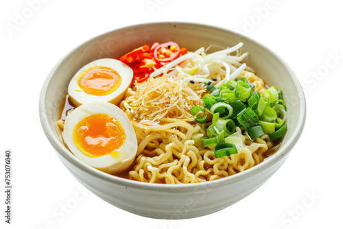 Ramen Noodle in a Bowl Isolated on White and Transparent Background