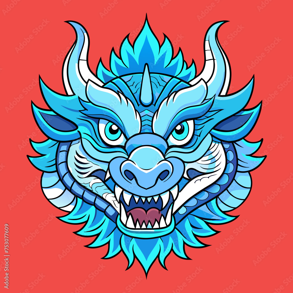 Dragon Head Line Art in Asian Style Dragon Head Line Art in Asian Style