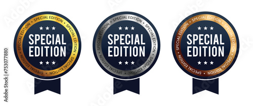 Label special edition, in gold silver bronze premium luxury simple sticker design. vector illustration