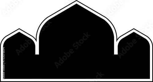Islamic Dome Design Glyph with outline Black filled silhouettes Design pictogram symbol visual illustration © Shahsoft Production