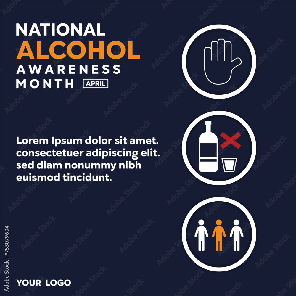 Template National Alcohol Awareness Month. People, Hands, Bottles, glasses and prohibition signs. Great for Cards, banners, posters, social media and more. Template National Alcohol Awareness Month. People, Hands, Bottles, glasses and prohibition signs. Great for Cards, banners, posters, social media and more.