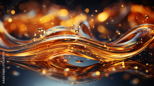 Liquid golden splash texture abstract beverages background