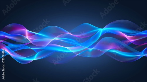 Abstract blue and purple waves on dark background for modern design projects and concepts