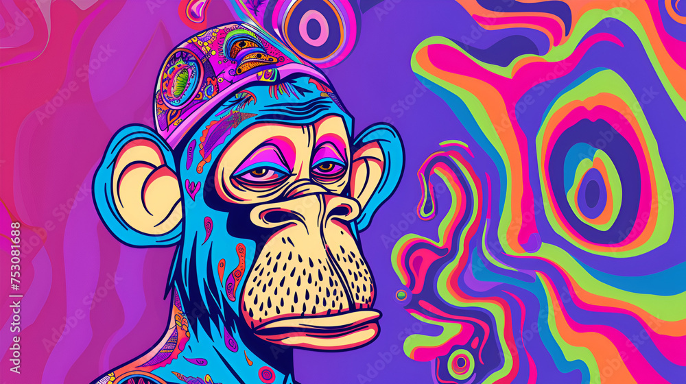 Artistic Style Cartoon Painting Drawing of Monkey on A Psychedelic Trip Psychedelic Experience Artwork Artistic Style Cartoon Painting Drawing of Monkey on A Psychedelic Trip Psychedelic Experience Artwork