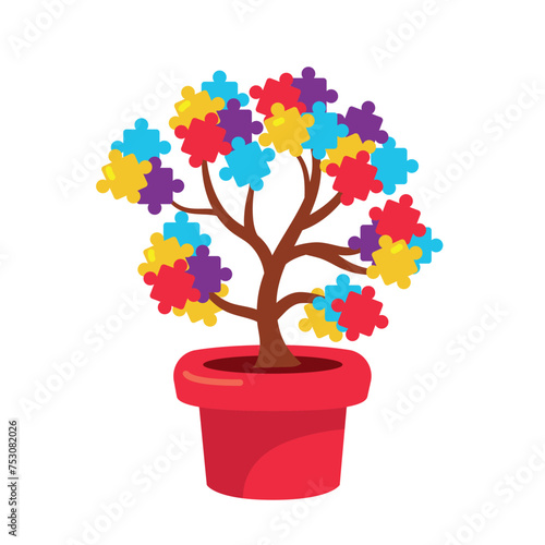 autism puzzle in tree shape