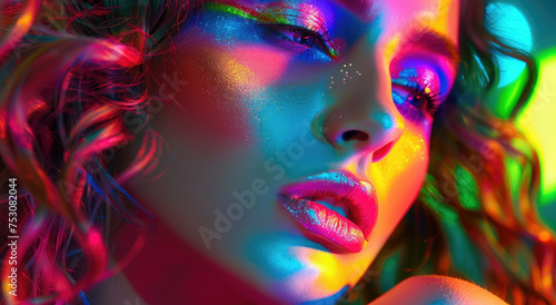rainbow girl with rainbow makeup portrait