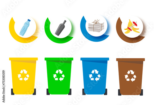 Recycle bin. Waste segregation. Separating and recycling garbage vector infographic. Garbage and trash, ecology rubbish recycling illustration