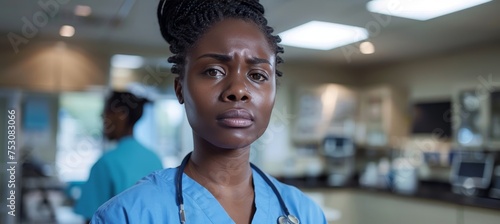 Sad surgeon and depressed black woman   healthcare anxiety and mental health issues in clinic