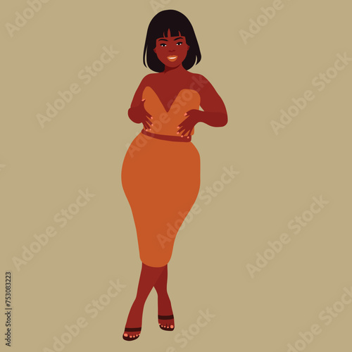 Stylish black woman in elegant art style vector