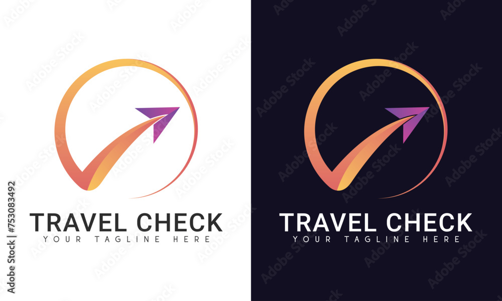 Business Travel Check Logo Design - obrazy, fototapety, plakaty 