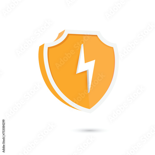 Free Download Yellow shield icon design with flash sign as sign of power. Vector illustration.	 - GFXLoad