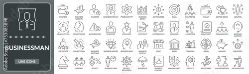 Set of Businessman line icons. Collection of businessmen icon EPS10 - Stock Vector