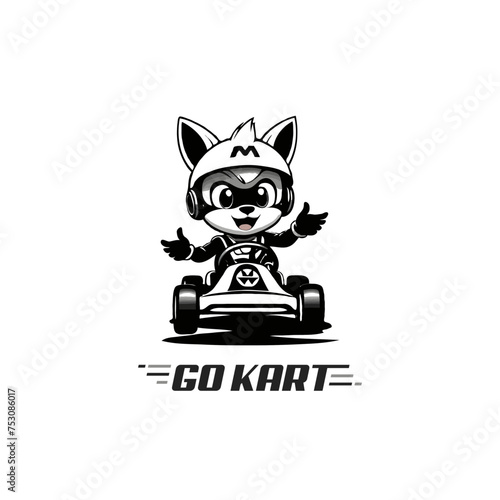 Karting Vector logo design template. Go Kart racing illustration, good for event logo, t shirt design and racing team logo