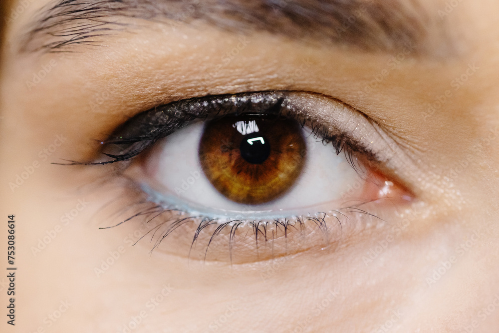 Fototapeta premium Close-up image of a female eye. A woman with beautifully drawn eyes.
