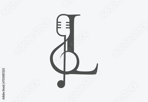 Music icon with latter L logo design creative concept