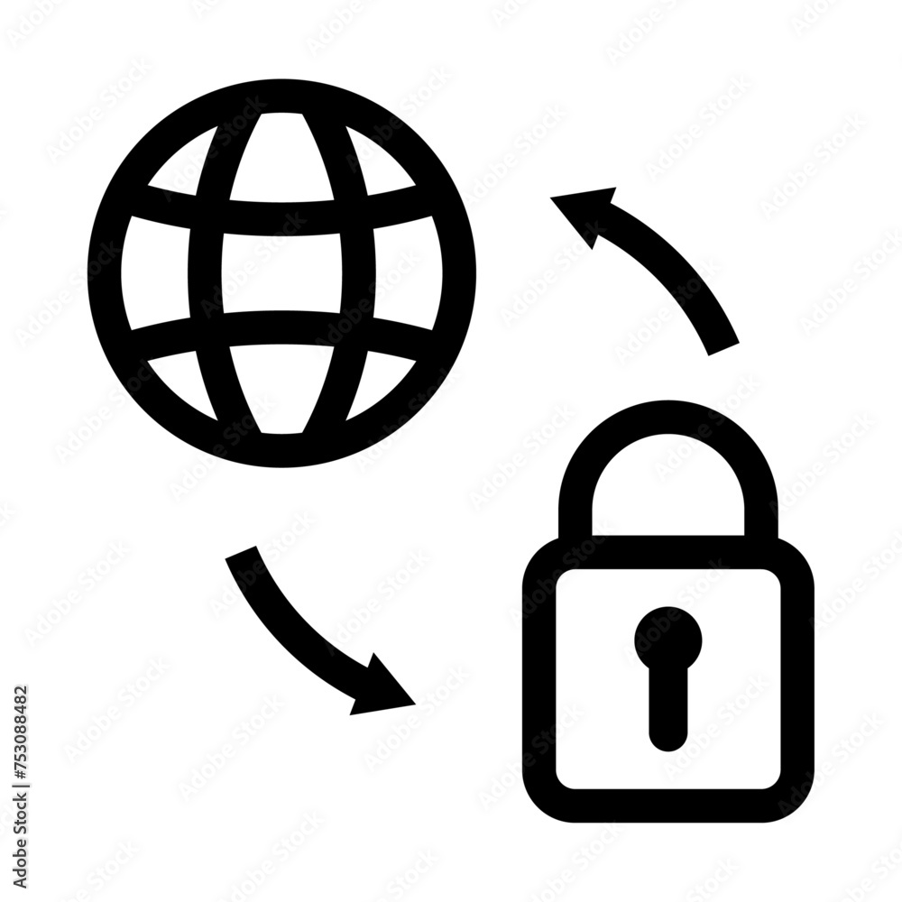 Icono de red segura. Seguridad global, conexión protegida, navegación confiable. Ilustración vectorial Icono de red segura. Seguridad global, conexión protegida, navegación confiable. Ilustración vectorial
