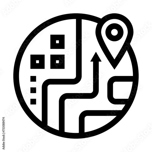 Icono de rastrear ruta. Dispositivo de localización, seguimiento de ruta, encontrar lugar, exploración geoespacial. Ilustración vectorial