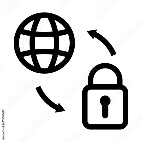 Icono de red segura. Seguridad global, conexión protegida, navegación confiable. Ilustración vectorial