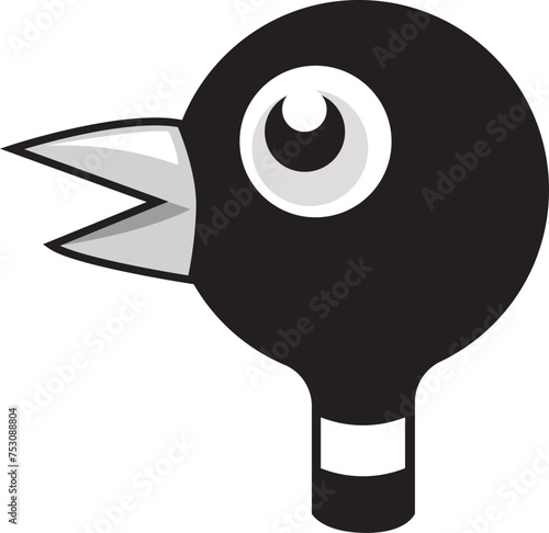 The isolated iconic head of a black duck in side view. Vector illustration