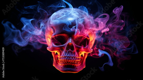 Skull in Smoke on black background