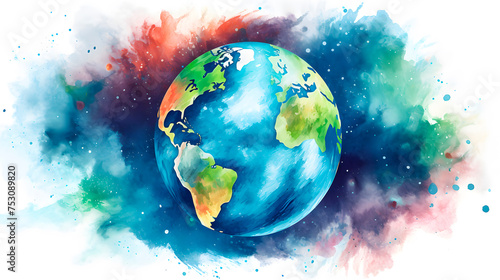 Fototapeta Naklejka Na Ścianę i Meble -  watercolor of planet earth