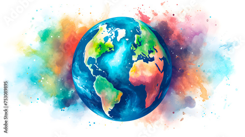 Fototapeta Naklejka Na Ścianę i Meble -  watercolor of planet earth