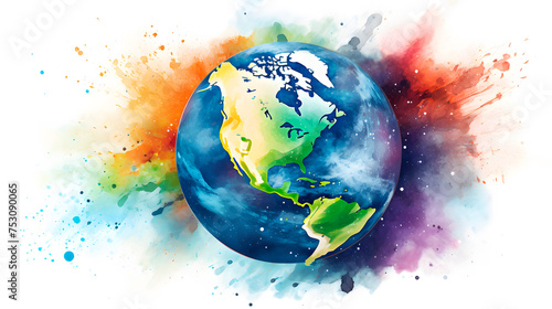 Fototapeta Naklejka Na Ścianę i Meble -  watercolor of planet earth