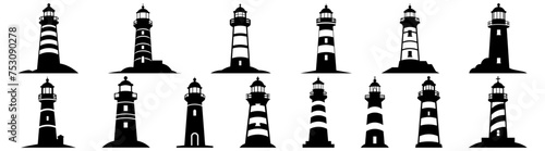 Lighthouse silhouette set vector design big pack of illustration and icon