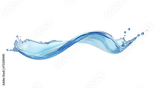 blue water splash isolated on transparent background cutout