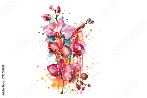 Watercolor orchid floral vector,  
Pink Orchid Flower Bouquet Watercolor, Orchid, Pink, 
watercolor orchid painting, watercolor orchid drawing, watercolor orchid flower painting, watercolor orchid