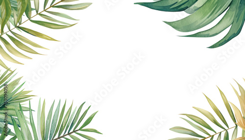 frame of leaves isolated on transparent background cutout