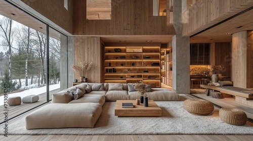 Scandinavian style rustic living room 