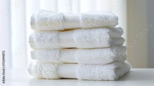 Stack of clean white towels. Generative ai
