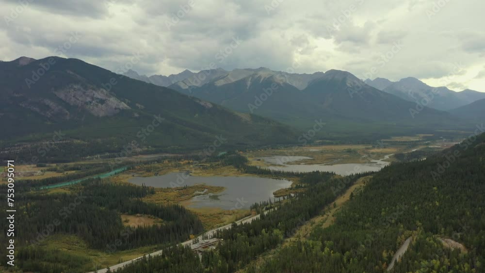 Aerial view of the Vermilion Lakes near Banff, Canada. Aerial view of the Vermilion Lakes near Banff, Canada.