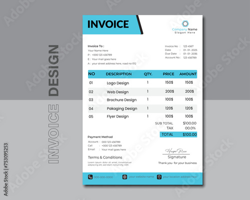 Creative business invoice design illustrator, Creative invoice Template in different Themes.