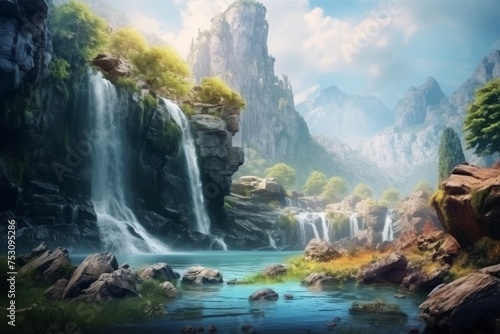 Magic fairytale waterfall