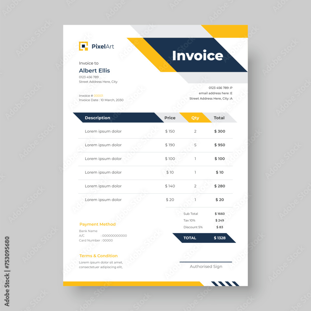 Modern business invoice template