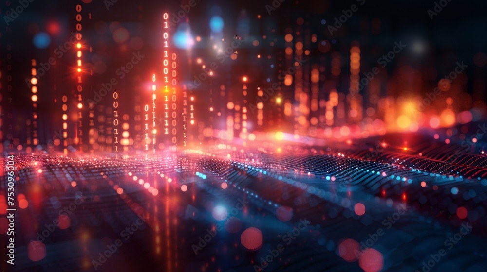 Abstract background with bright light dotted lines goes on the horizontal and vertical axis. Generative ai Abstract background with bright light dotted lines goes on the horizontal and vertical axis. Generative ai