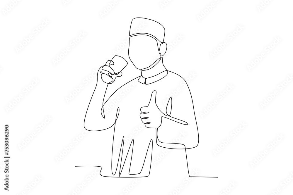 A man is posing while drinking