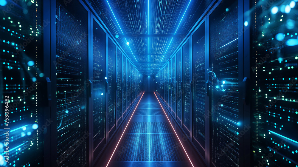 Digital data network connection concept, Blue background Digital data network connection concept, Blue background