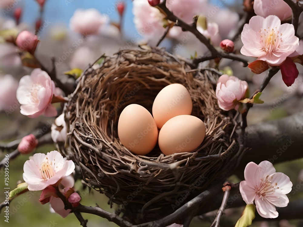 easter eggs in a nest